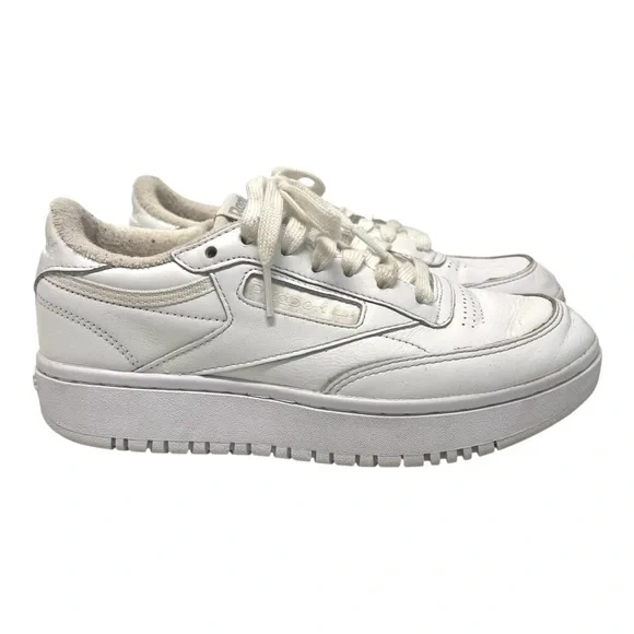 Reebok Women’s Club C White Leather Double Classic Platform Tennis Shoes 7.5 - Picture 5 of 15